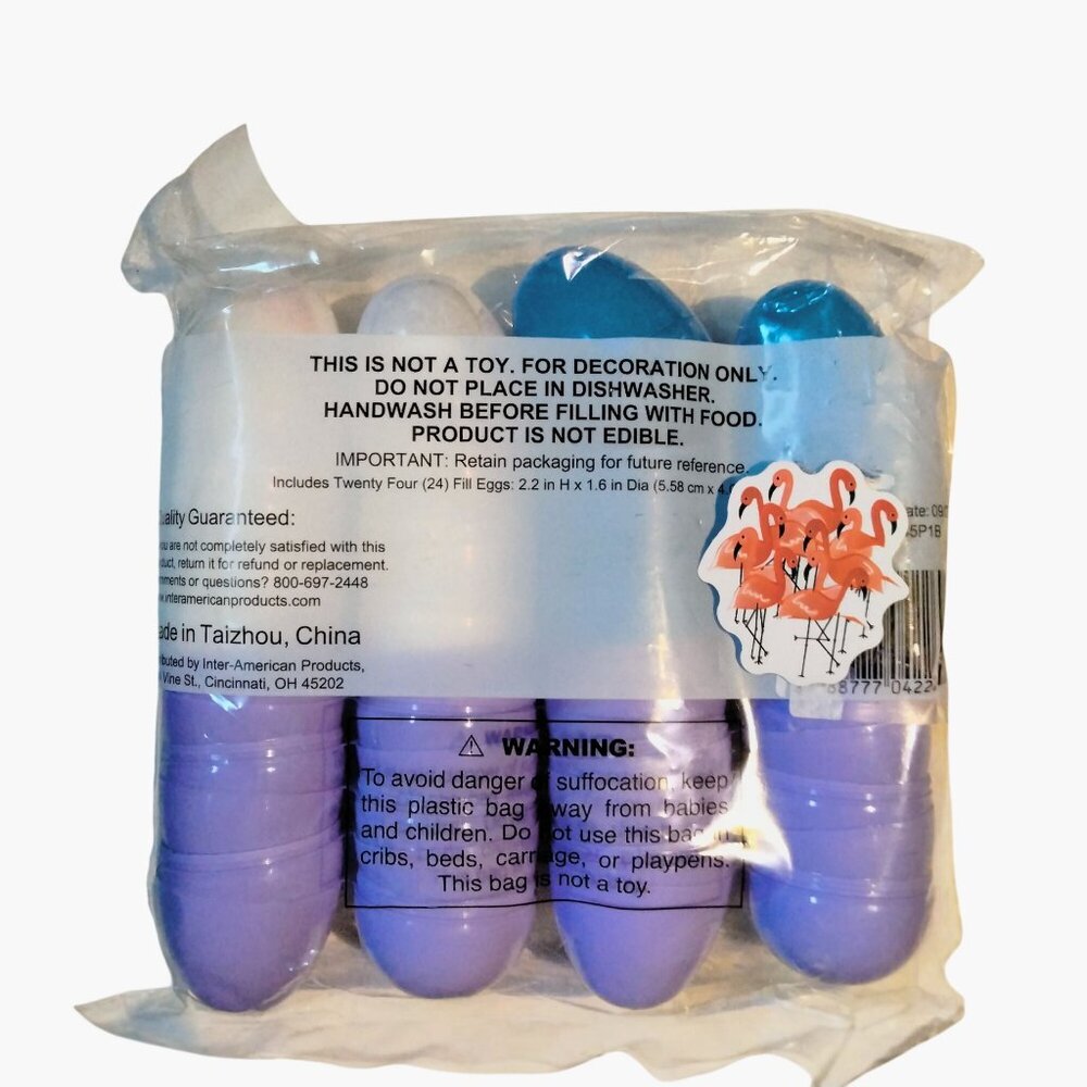 Easter Fill Eggs Hinged Blue White Purple Plastic Party Favor 24 Ct pack - Picture 3 of 7